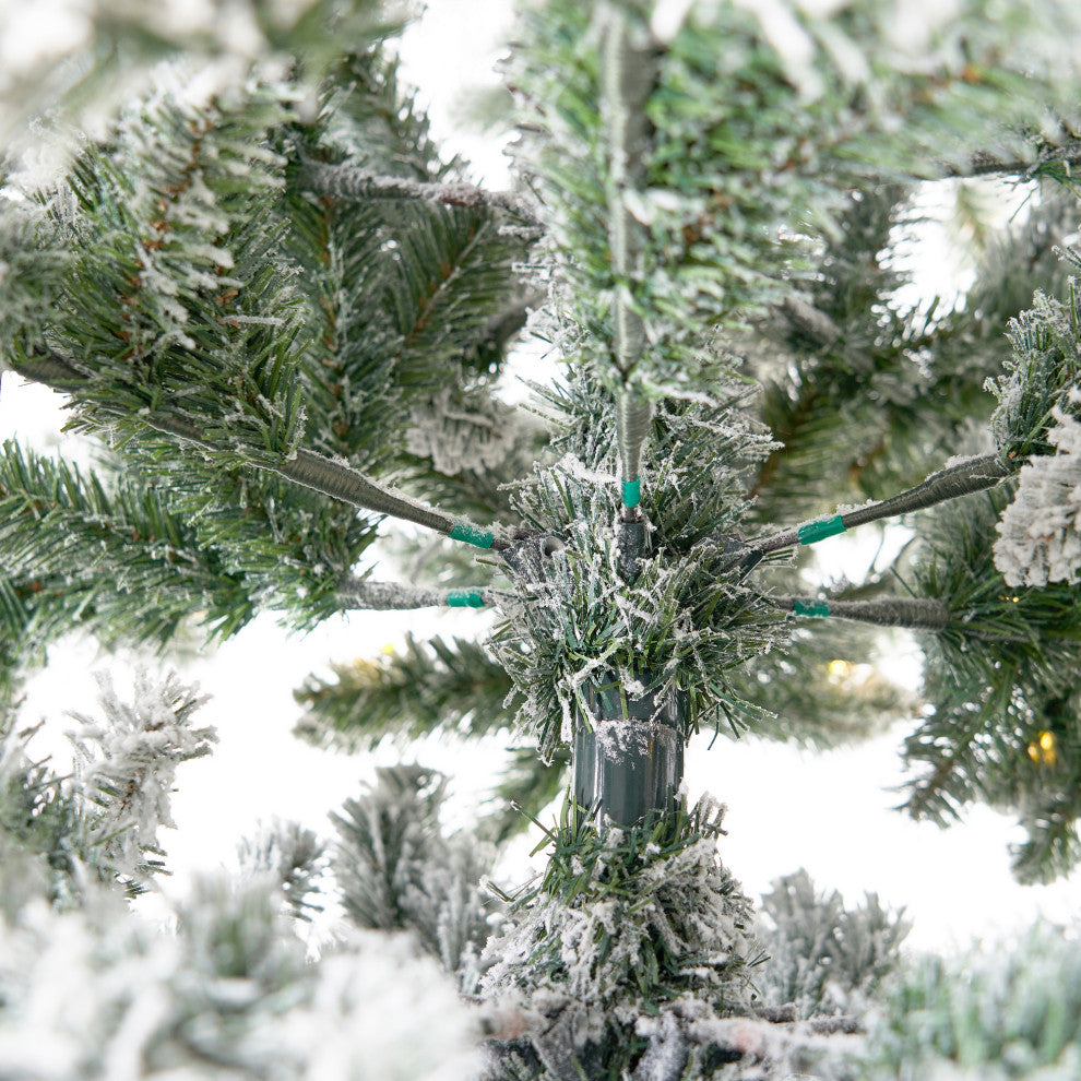 10ft. Prelit Flocked Livingston Fir Artificial Christmas Tree With Pine Cones