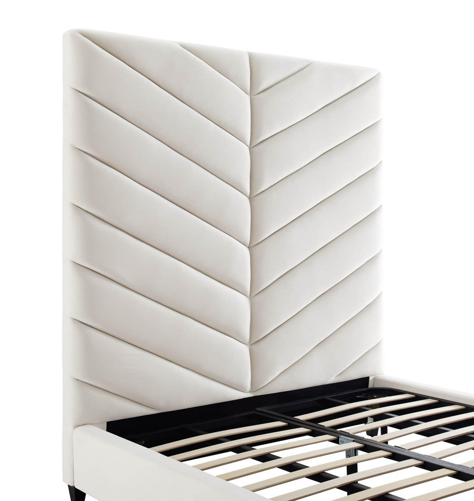 TOV Furniture Javan Cream Velvet Bed in King