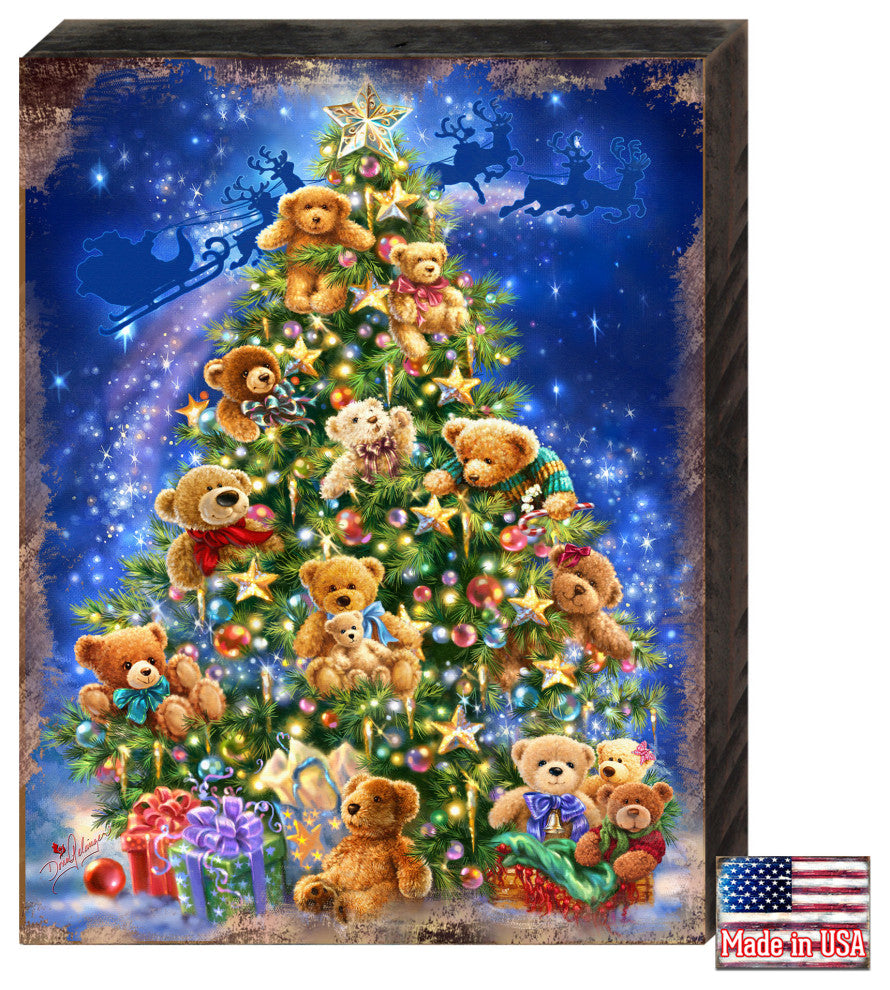Teddy Bear Tree Wooden Block, 36 X 24