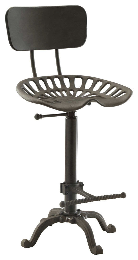 August Tractor Seat Stool w and  Back, Industrial