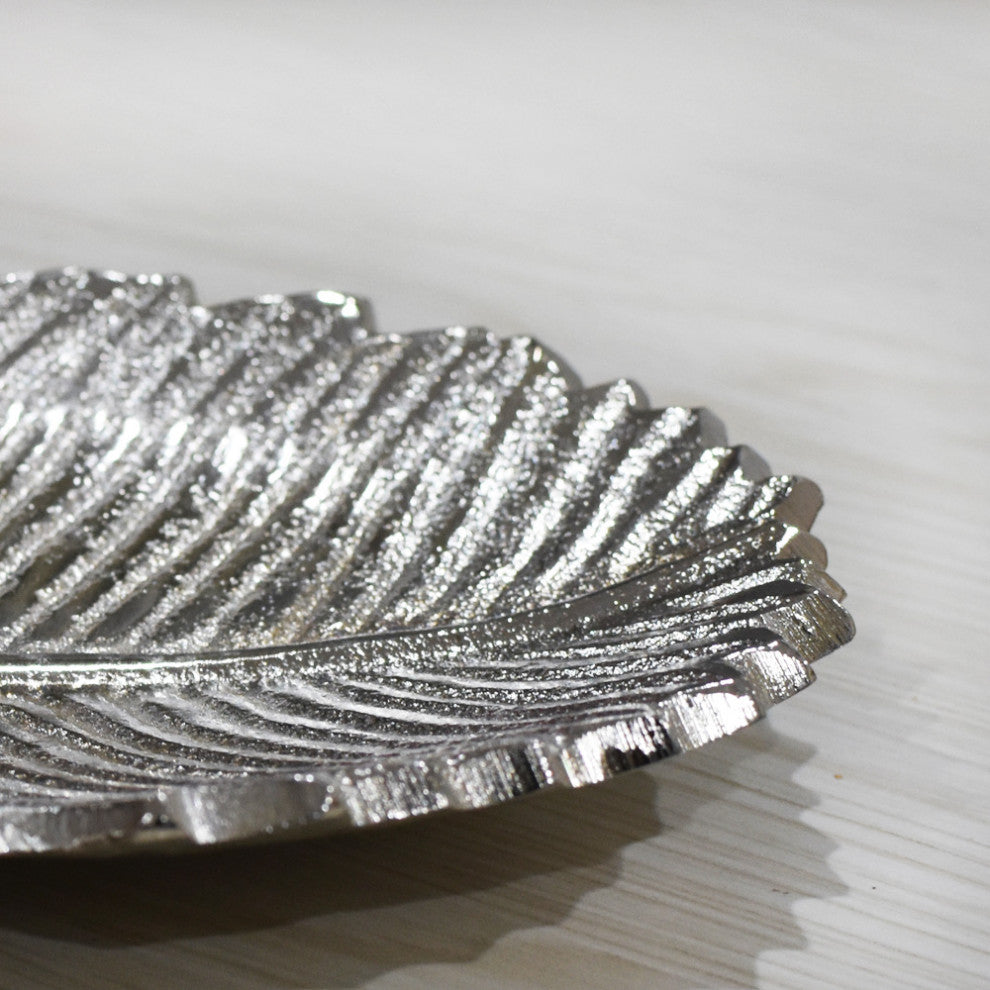 Handmade Decorative Aluminium Tray, Silver Color Coated