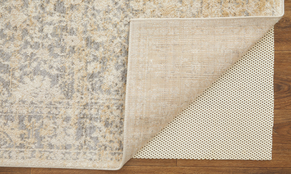 Wyllah Natural Distressed Rug, Gray/Beige, 4'3"x6'3"