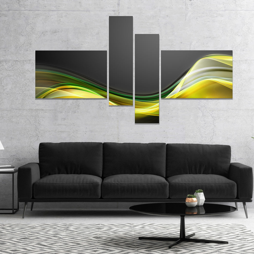 Green Gold Texture Pattern, Abstract Canvas art print, 60"x32", 4 panels