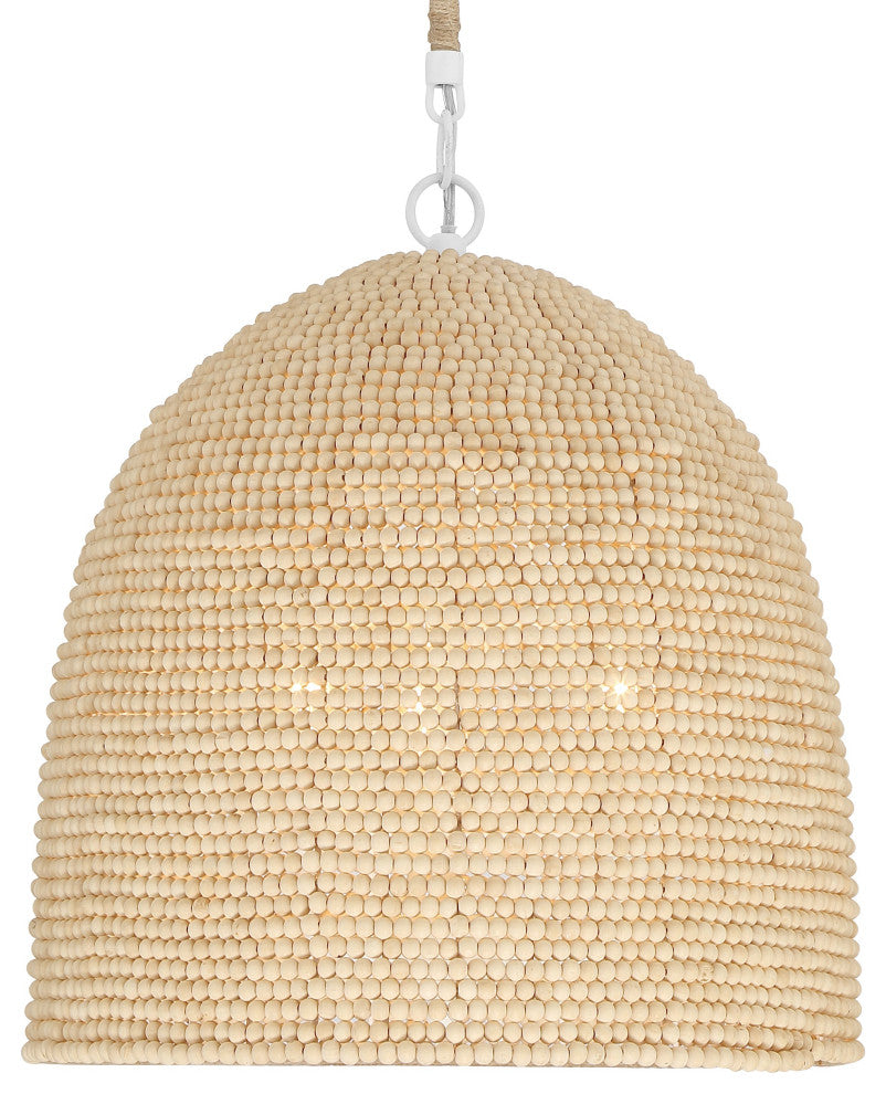 Jasper 3-Light Matte White/Natural Wood Pendant