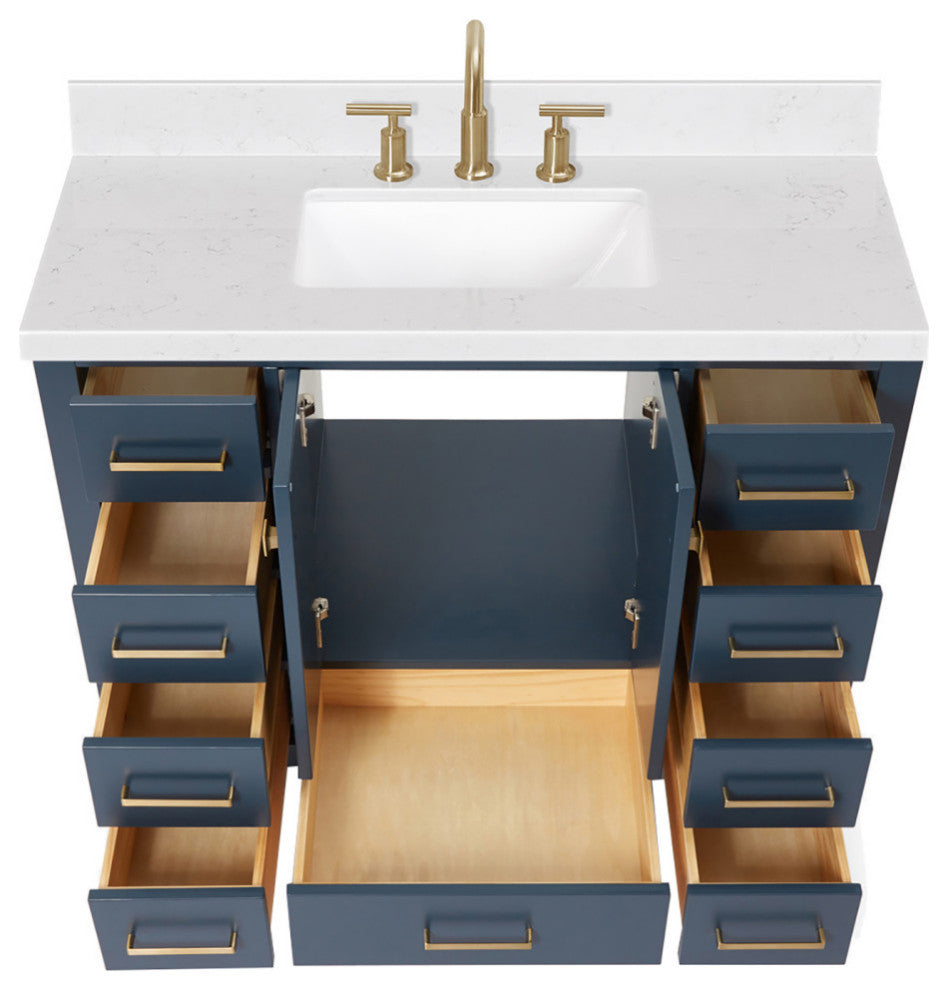 Ariel Cambridge 42" Single Rectangle Sink Vanity, Carrara Quartz