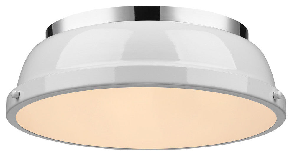 Golden Lighting 3602-14-CH Duncan 2 Light 14"W Flush Mount - Chrome / White