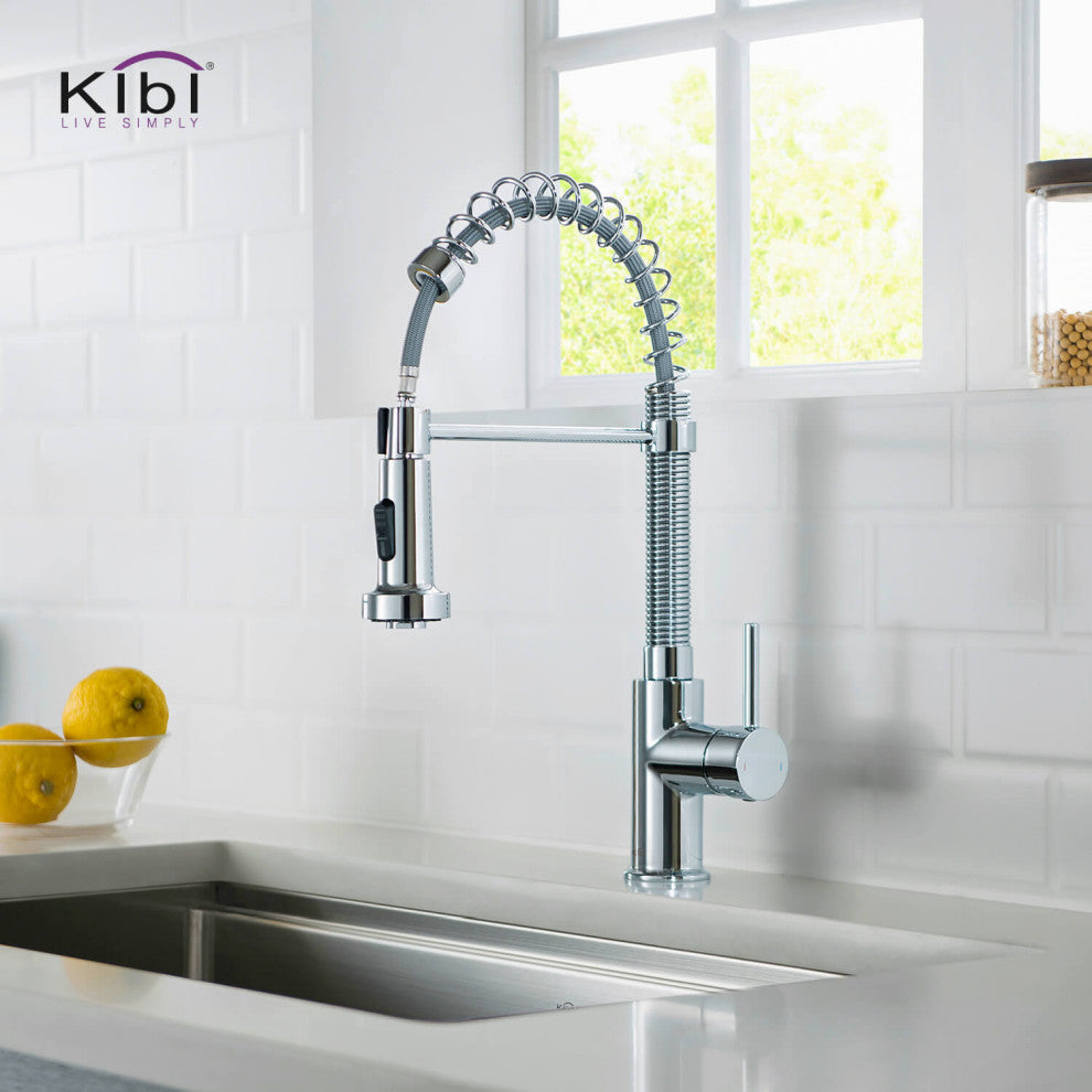 Aurora Single Handle Pull Down Kitchen Faucet, Chrome, W/O Soap Dispenser
