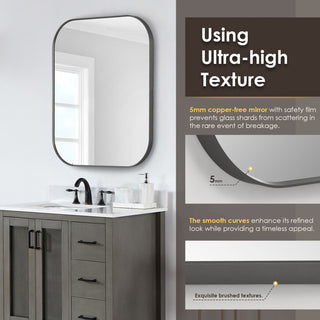 Trielle Rectangular Framed Bathroom Wall Mirror, Gunmetal, 36"