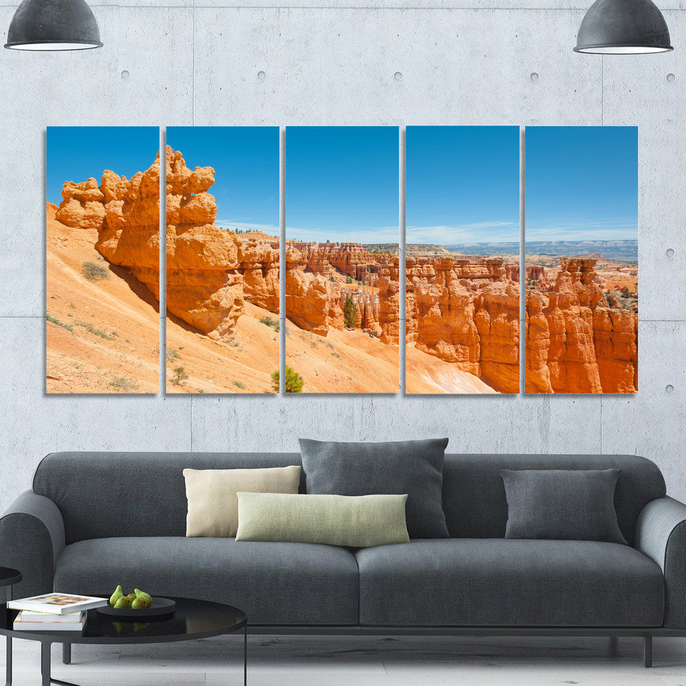 Beautiful Bryce Canyon, Landscape Canvas Art Print, 60"x28", 5 Panels