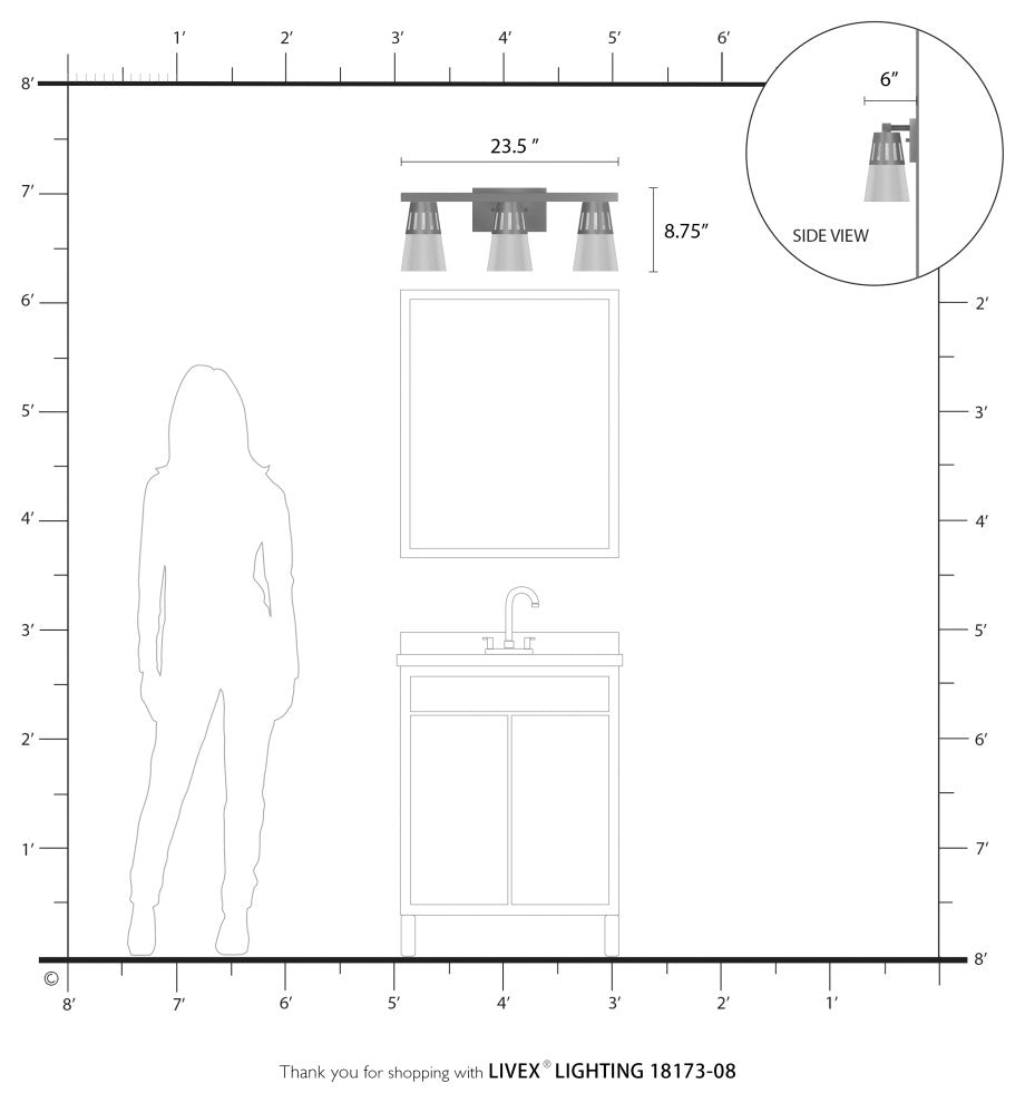 3 Light Natural Brass Vanity Sconce