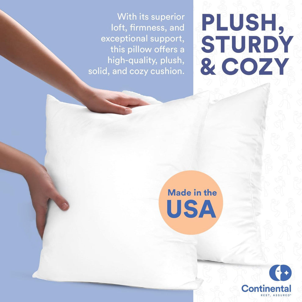 Decorative Throw Pillow Insert - Fluffy Euro Cushion Insert for bed or Couch, White, 16x16 Inch - 1 Pack, Microfiber