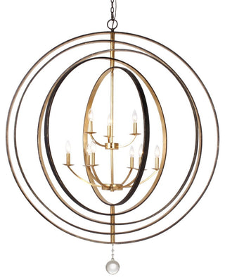 Luna 9-Light Chandelier, English Bronze, Antique Gold