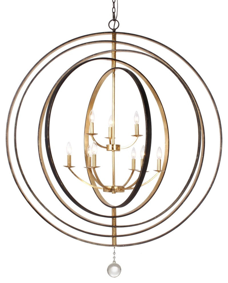 Luna 9-Light Chandelier, English Bronze, Antique Gold