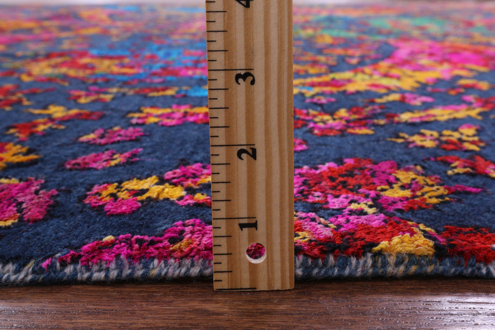 7' 11" X 9' 11" Wool & Silk Persian Sickle Leaf Design Handmade Rug - Q13492