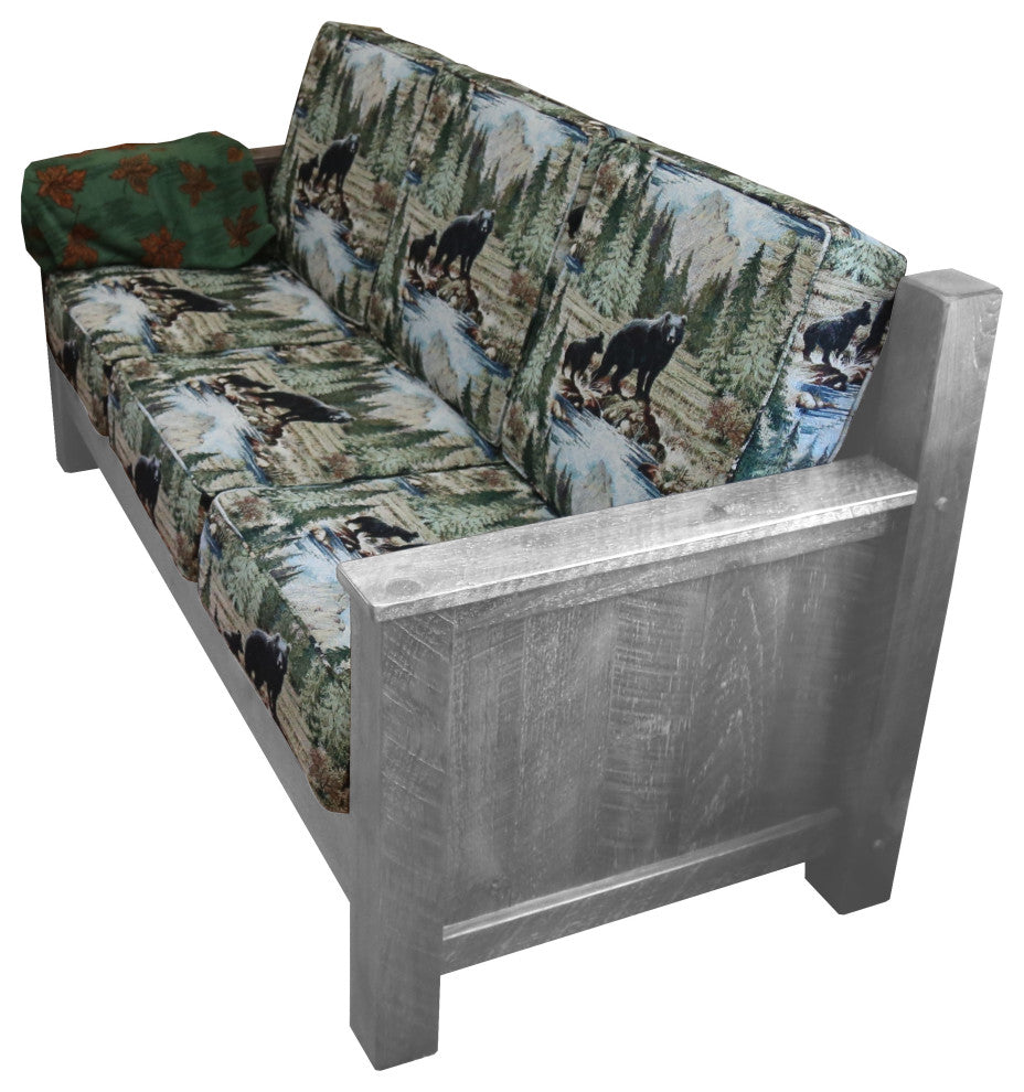 Barnwood Style Timber Peg Couch, Thunder White, Bradley Multi