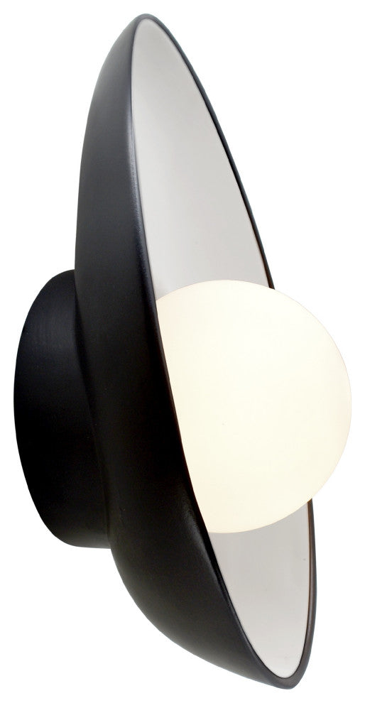Ambiance Oval Coupe Wall Sconce, Gloss Black/Matte White
