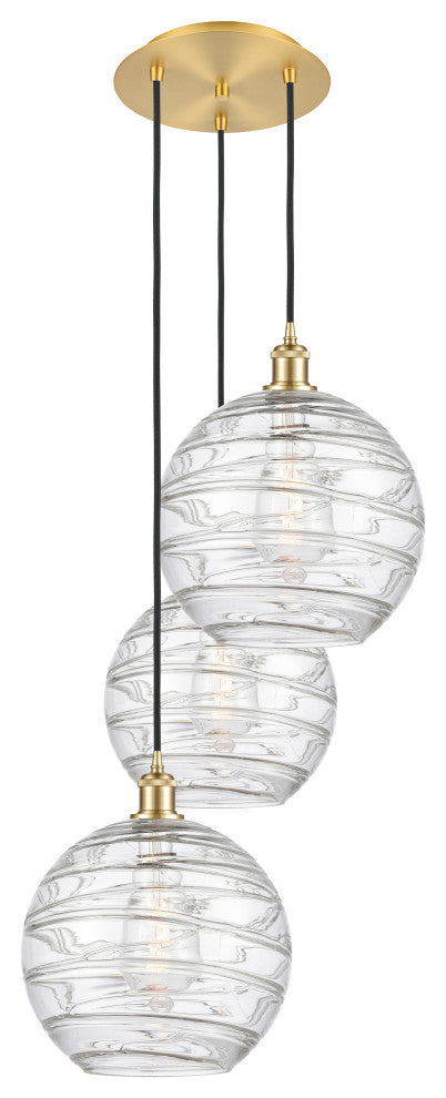 Athens Multi-Pendant, Satin Gold, Clear Deco Swirl