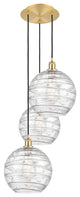 Athens Multi-Pendant, Satin Gold, Clear Deco Swirl