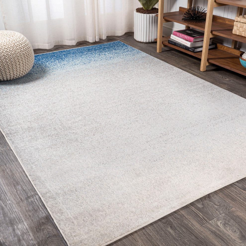 Shore Modern Gradient Area Rug, Blue/Cream, 5 X 8