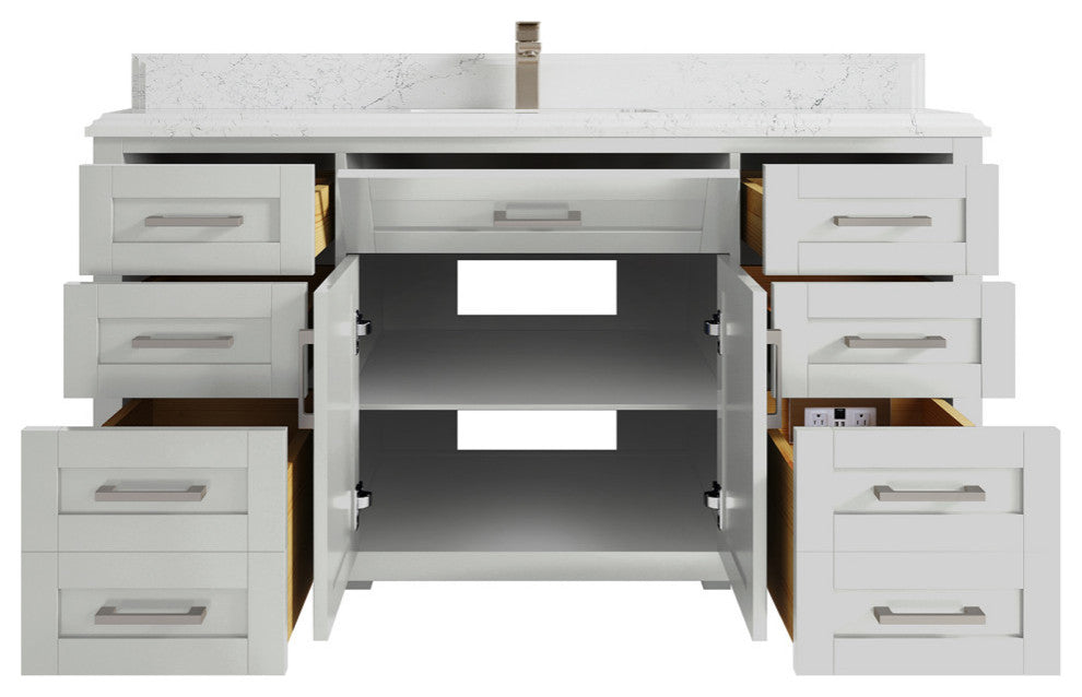 Cambridge 60 Single Bathroom Vanity in Coventry Gray 1.5" Empira Quartz