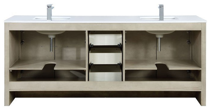 Lafarre Contemporary 80" Rustic Acacia Double Bathroom Vanity Set