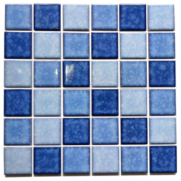 Monet 12"x12" Glossy Porcelain Square Mosaic Tile,Baby Blue, Set of 13