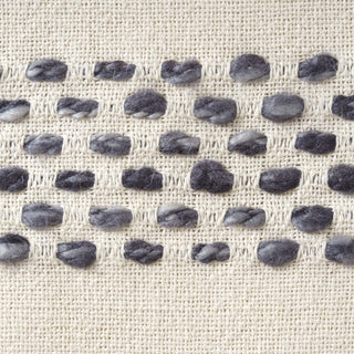 Quirk Rustic Striped Flatweave Cotton Blend  Pouf, White/ Navy