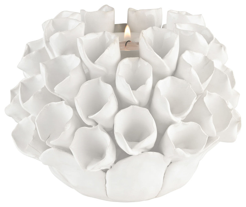 Dimond Home 9167-040 White Ceramic Bud Candle Holder