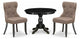 3Pc Dining Set, Black Wood Table, 2 Coffee Chairs, Wire Brushed Black