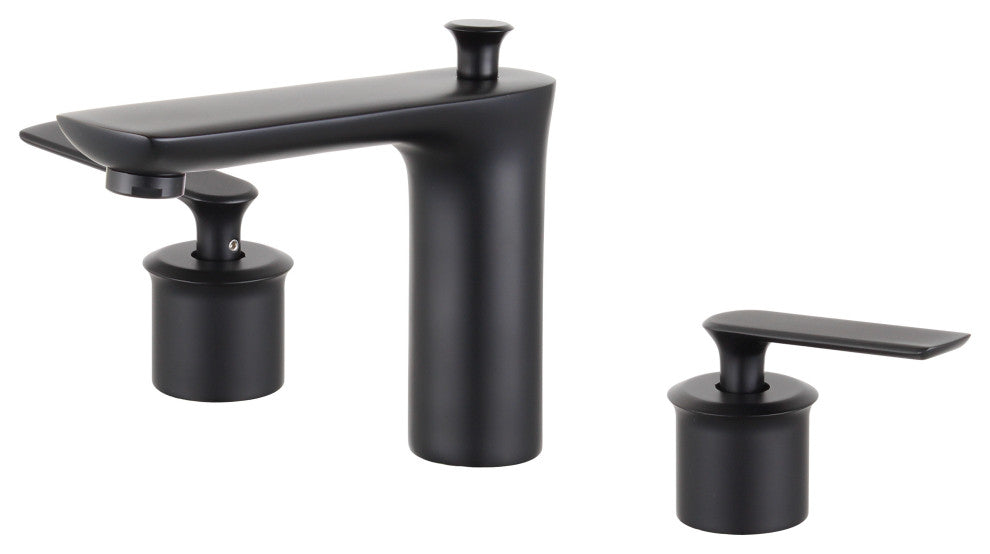 Modica Double Handle Matte Black Widespread Bathroom Faucet With Drain Assembly