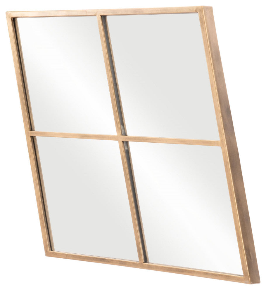 Frame Wall Mirror, Glass, Steel Metal, Gold, Bedroom Living