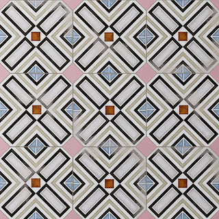 Vaudeville Octagon Deco Ritter, Taco Pink Porcelain Floor/Wall Tile