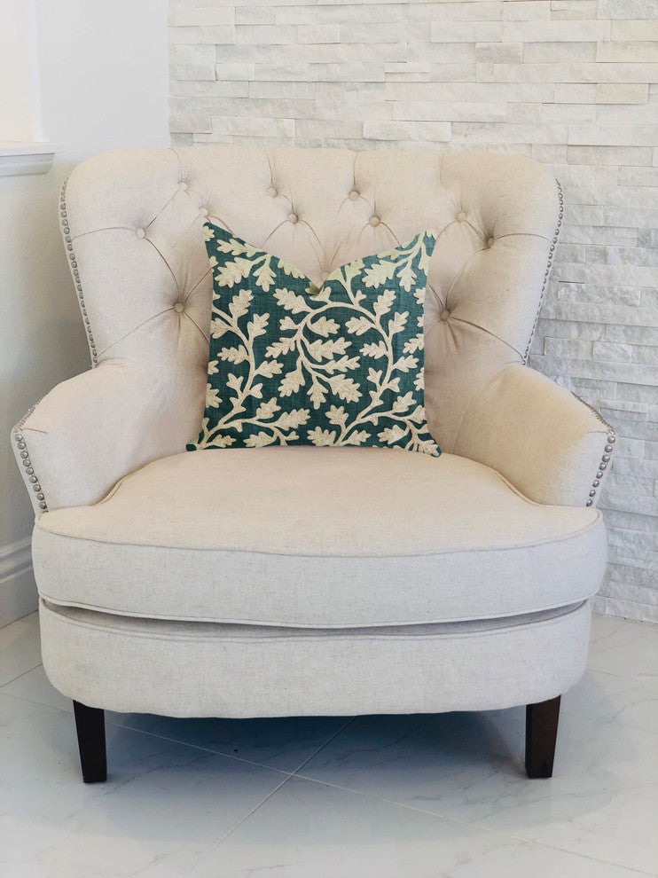 Wild Emerald Figleaf in Green Luxury Throw Pillow, 20"x36" King