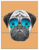 Funny Dog with Blue Glasses, Animal Triptych Canvas Art Print, 28x36, 3 Panels