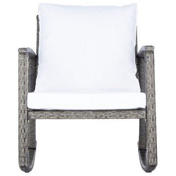 Safavieh Outdoor Daire Rocking Chair Grey Brown/White Cushion