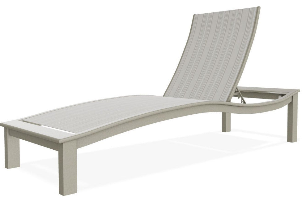 Bazza Sling 4-Position Contour Outdoor Chaise Lounge, Harbor/Storm