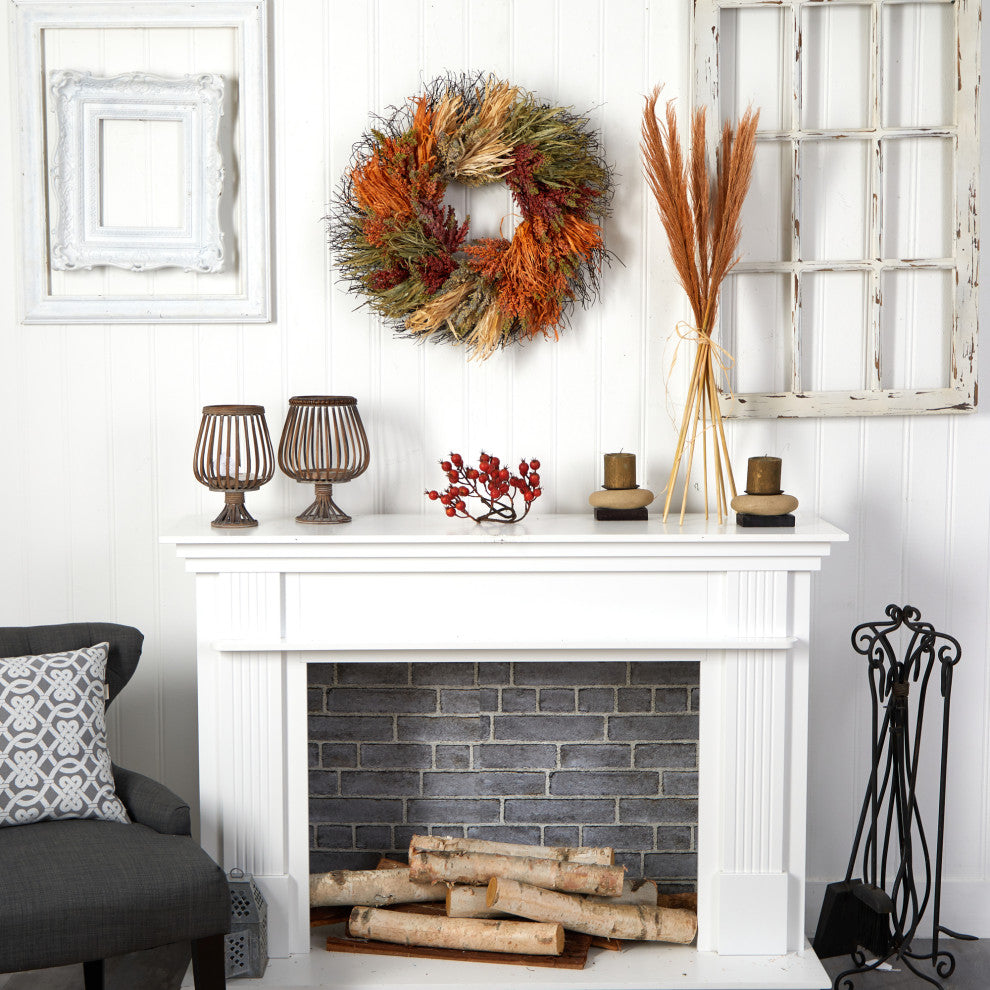 Nearly Natural W1224 26 Fall Sorghum Harvest Autumn Artificial Wreath