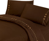 Embroidered Star Sheet Set, Chocolate, Queen