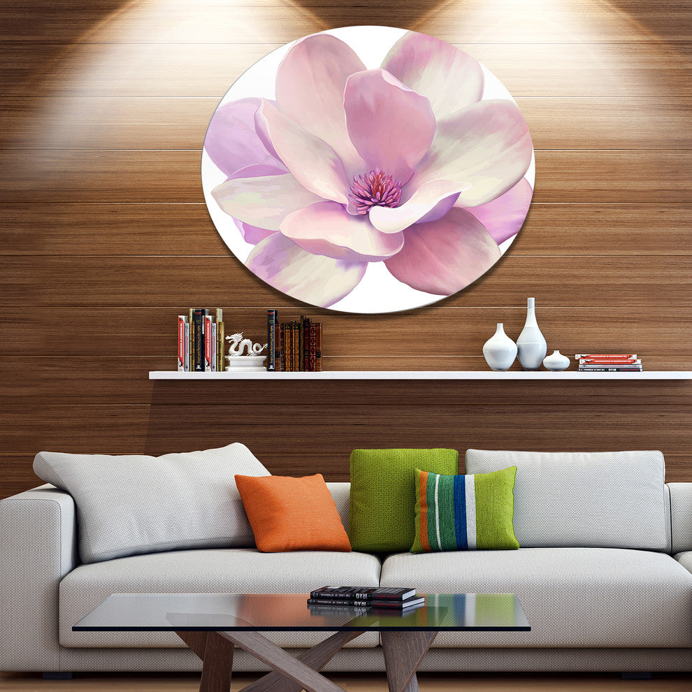 Cute Light Pink Magnolia Flower, Flowers Large Disc Metal Wall Art, 36"