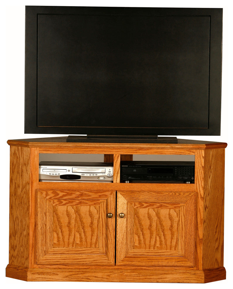 Classic Oak 50" Tall Corner TV Cart, Medium Light Oak
