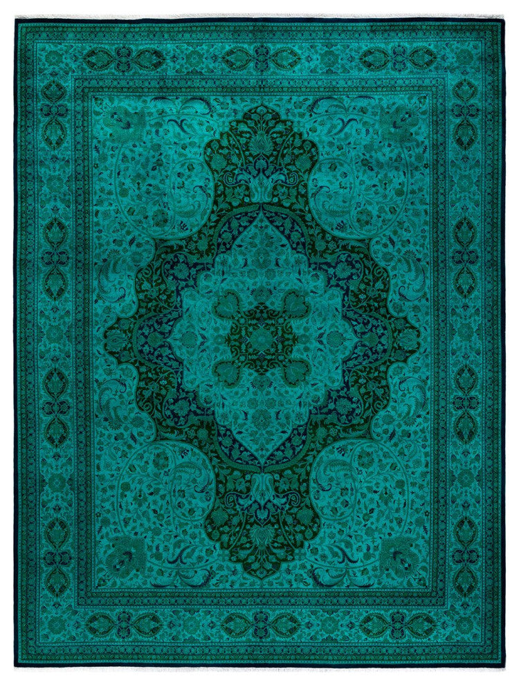 Fine Vibrance, One-of-a-Kind Hand-Knotted Area Rug Green, 9'2"x12'3"