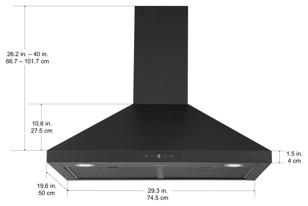 30" Convertible Wall Mount Pyramid Range Hood