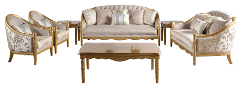 Infinity Cream Upholstered 6-Piece Living Room Set