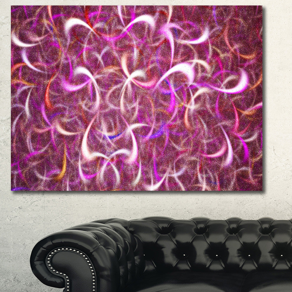 Pink Watercolor Fractal Pattern, Oversized Abstract Canvas Art Print, 60x40