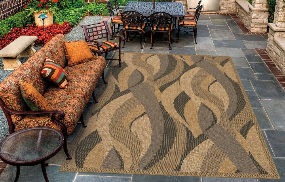 Couristan Recife Seagrass Indoor/Outdoor Area Rug, Natural/Black, 8'6" Square