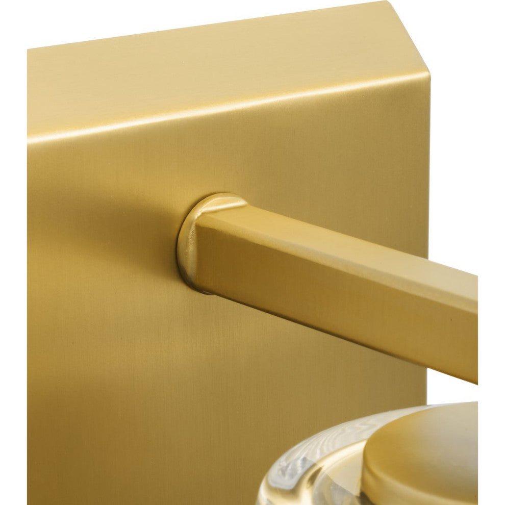 Vertex Collection One-Light Brushed  Gold Clear Glass Contemporary Bath Light