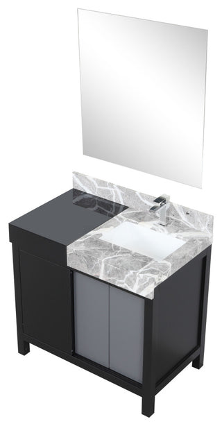 Zilara 36" Black and Grey Single Vanity Set, Monte Chrome Faucet Set