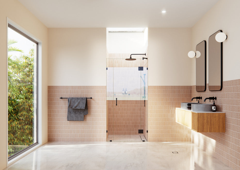 43"Wx78"H Frameless 3 Panel Inline Shower Door, Matte Black