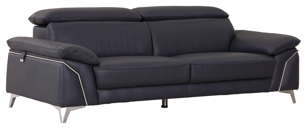 Lazio Contemporary Genuine Italian Leather Sofa Navy
