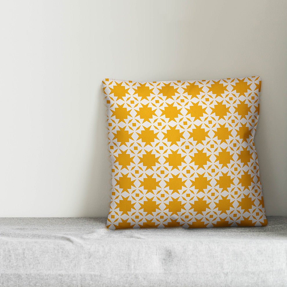 Folk Southwestern Pattern, Yellow Throw Pillow, 20"x20"